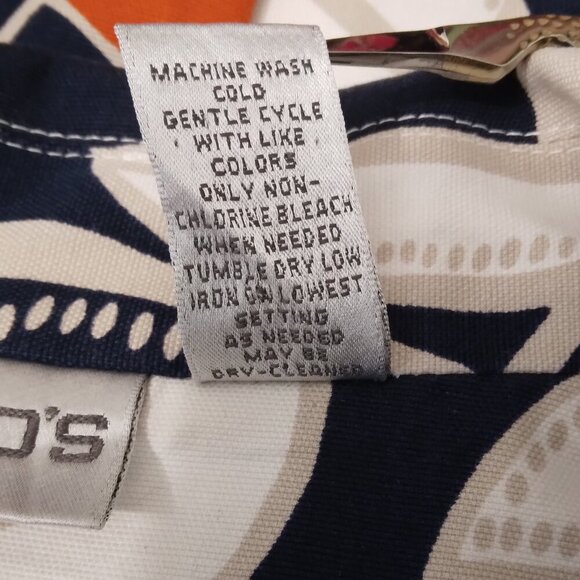 Chico's | Tropical Floral Print Cotton Jacket Navy Orange | Size XL - Picture 9 of 9